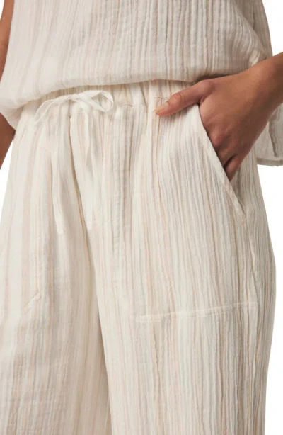 Splendid Kit Stripe Cotton Gauze Crop Wide Leg Pants In White
