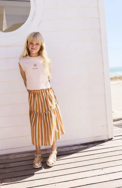 Next Kids' Just Wanna Have Sun Graphic Top & Tiered Skirt Set In Brown