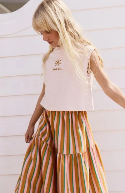 Next Kids' Just Wanna Have Sun Graphic Top & Tiered Skirt Set In Brown
