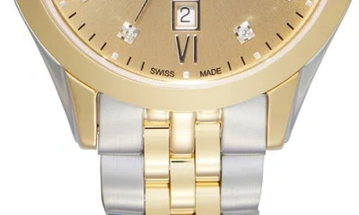Balmain Classic R Diamond Two-tone Bracelet Watch, 30mm In Gold