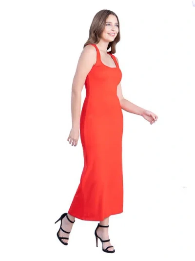 24seven Comfort Apparel Scoop Neck Maxi Dress With Racerback Detail In Red