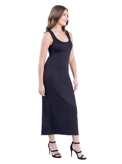 24seven Comfort Apparel Scoop Neck Maxi Dress With Racerback Detail In Blue