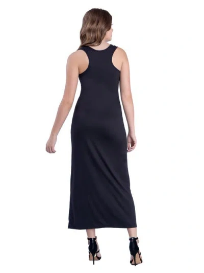 24seven Comfort Apparel Scoop Neck Maxi Dress With Racerback Detail In Blue