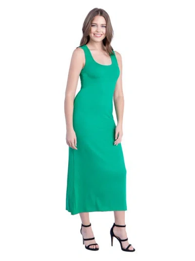 24seven Comfort Apparel Scoop Neck Maxi Dress With Racerback Detail In Green
