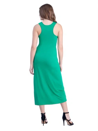 24seven Comfort Apparel Scoop Neck Maxi Dress With Racerback Detail In Green