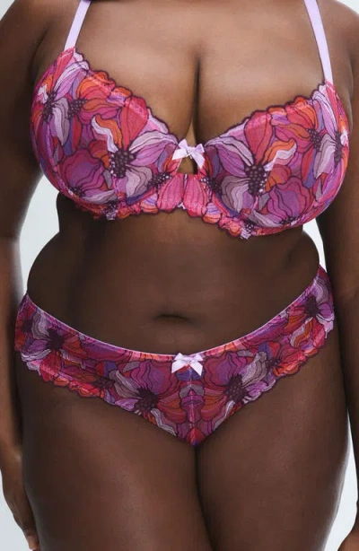 Savage X Fenty Mosaic Floral Lace Cheeky Briefs In Pink