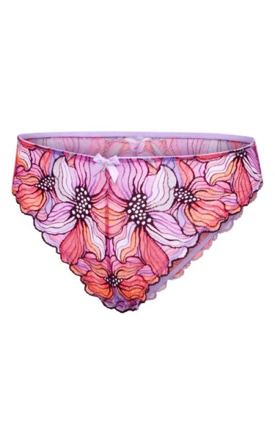 Savage X Fenty Mosaic Floral Lace Cheeky Briefs In Pink