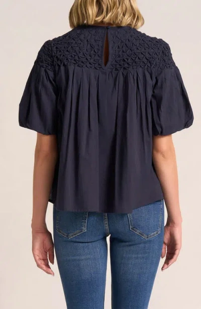 Matty M . Talluluh Honeycomb Puff Sleeve Top In Blue