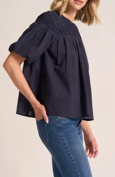 Matty M . Talluluh Honeycomb Puff Sleeve Top In Blue