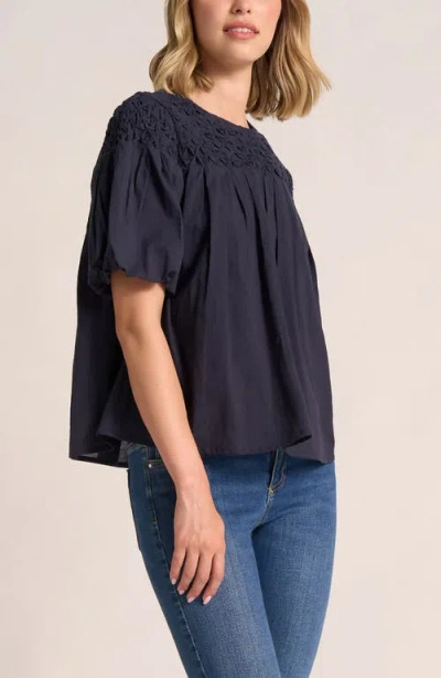 Matty M . Talluluh Honeycomb Puff Sleeve Top In Blue
