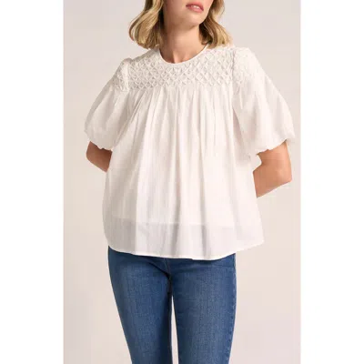 Matty M . Talluluh Honeycomb Puff Sleeve Top In White