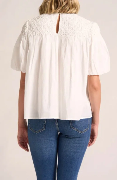 Matty M . Talluluh Honeycomb Puff Sleeve Top In White