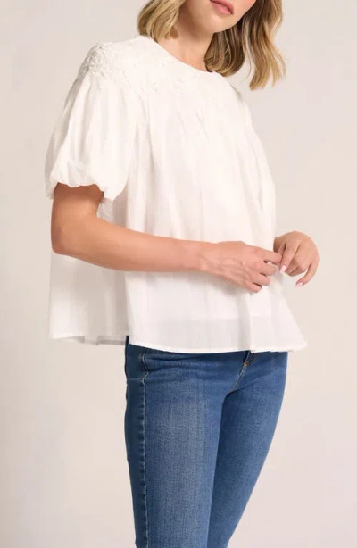 Matty M . Talluluh Honeycomb Puff Sleeve Top In White