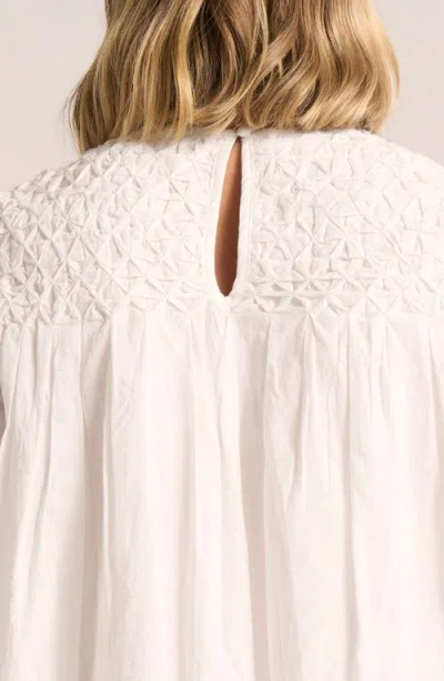 Matty M . Talluluh Honeycomb Puff Sleeve Top In White