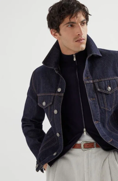 Brunello Cucinelli Wool And Cashmere Blend Cardigan In Blue
