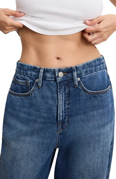 Good American Good '90s Crop Relaxed Jeans In Blue