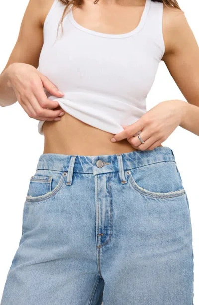 Good American Good '90s Crop Relaxed Jeans In Blue