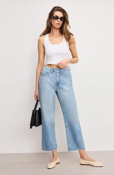 Good American Good '90s Crop Relaxed Jeans In Blue