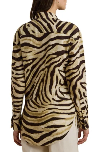 Ralph Lauren Women's Relaxed-fit Zebra-print Linen Shirt In Neutral