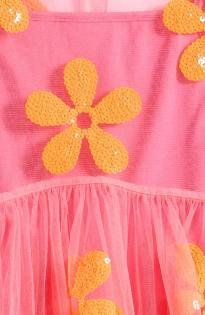 Next Kids' Flower Sequin Dress In Pink