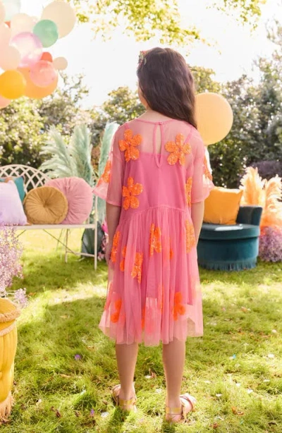 Next Kids' Flower Sequin Dress In Pink