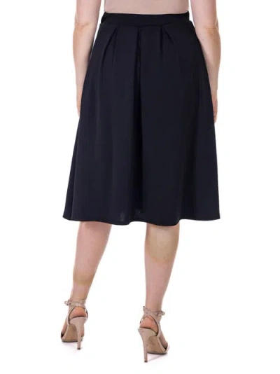 24seven Comfort Apparel Elastic Waist Pleated Knee Length Pocket Skirt In Blue