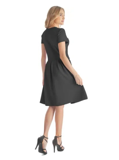 24seven Comfort Apparel Scoop Neck Knee Length Pleated Pocket Dress In Black