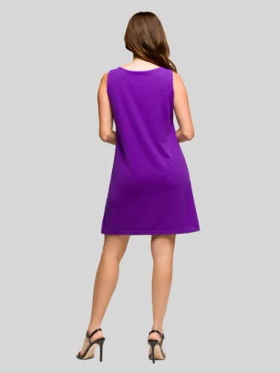 24seven Comfort Apparel Solid Color Sleeveless Mini Shift Dress In Purple