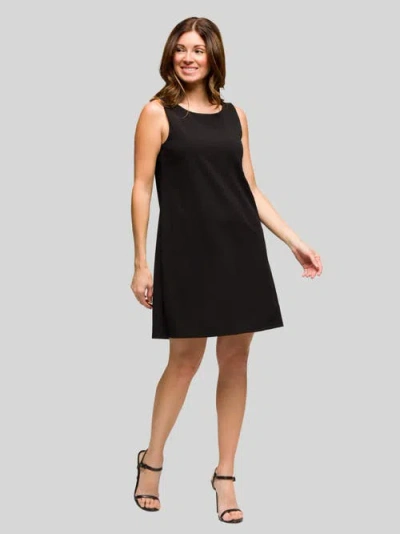 24seven Comfort Apparel Solid Color Sleeveless Mini Shift Dress In Black