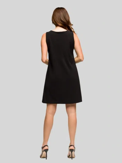 24seven Comfort Apparel Solid Color Sleeveless Mini Shift Dress In Black