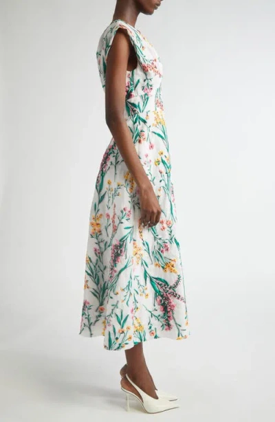 Lela Rose Floral Jacquard Fit & Flare Dress In Multi