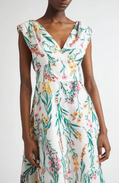 Lela Rose Floral Jacquard Fit & Flare Dress In Multi