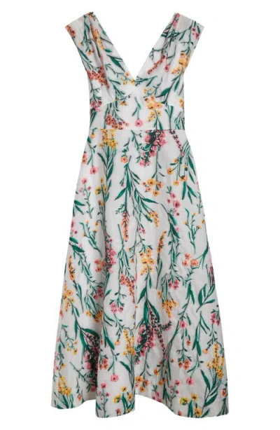 Lela Rose Floral Jacquard Fit & Flare Dress In Multi