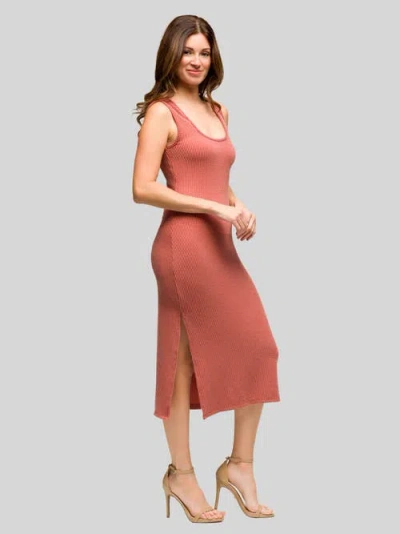 24seven Comfort Apparel Women's Fitted Sleeveless Side Slit Dress In Pink