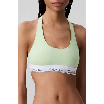 Calvin Klein Modern Cotton Collection Unlined Cotton Blend Bralette In Green