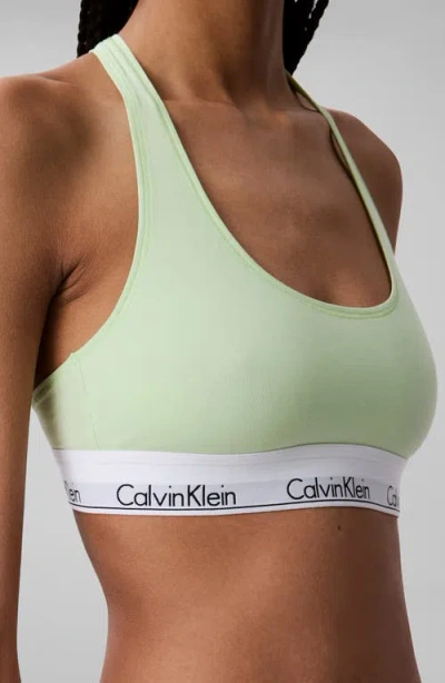 Calvin Klein Modern Cotton Collection Unlined Cotton Blend Bralette In Green