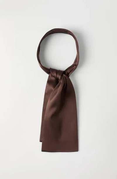 Brunello Cucinelli Stretch Silk Satin Jabot In Brown