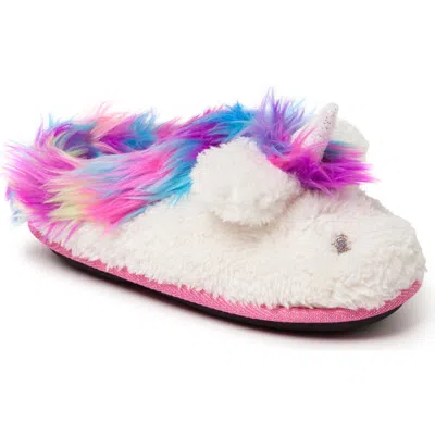 Dearfoams Faux Fur Trimmed Unicorn Clog In White
