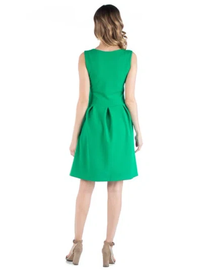 24seven Comfort Apparel Sleeveless Pleated Maternity Dress With Pockets In Green