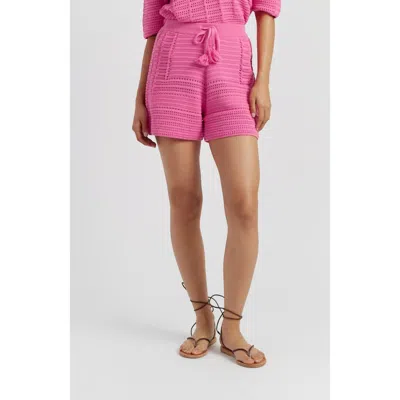 Chinti & Parker Cotton Crochet Short In Pink
