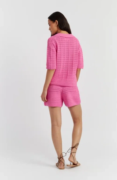 Chinti & Parker Cotton Crochet Short In Pink
