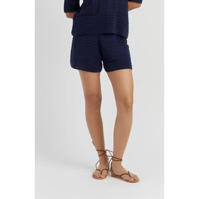 Chinti & Parker Navy Cotton Crochet Shorts In Blue