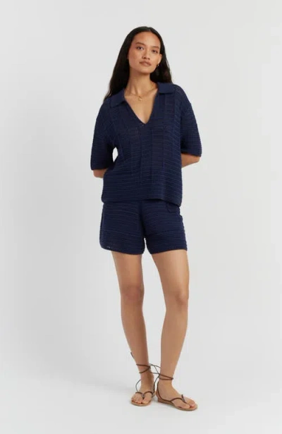 Chinti & Parker Navy Cotton Crochet Shorts In Blue
