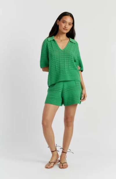 Chinti & Parker Cotton Crochet Short In Green