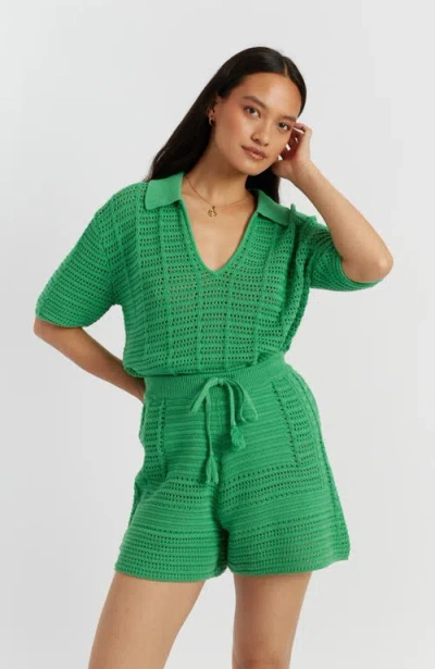 Chinti & Parker Cotton Crochet Short In Green