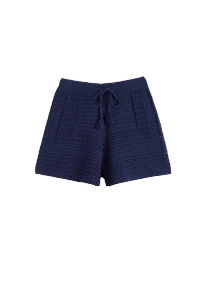 Chinti & Parker Navy Cotton Crochet Shorts In Blue