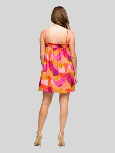 24seven Comfort Apparel Maternity Multicolor Square Neck Spaghetti Strap Smocked Pockets Mini Dress