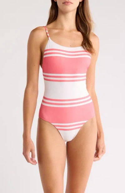 Lemlem Elene Stripe Rib One-piece Swimsuit In Pink