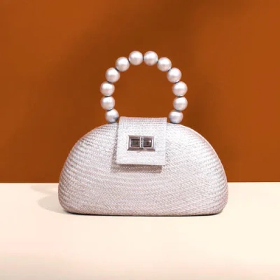 Soli & Sun The Orla Woven Straw & Wooden Bead Statement Clutch Bag