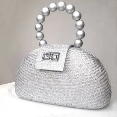 Soli & Sun The Orla Woven Straw & Wooden Bead Statement Clutch Bag